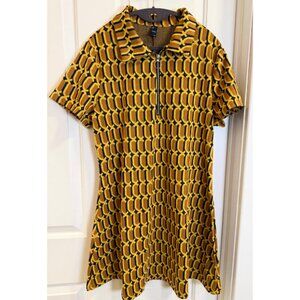 CIDER Retro Geometric Zip Front Mini Dress OXL